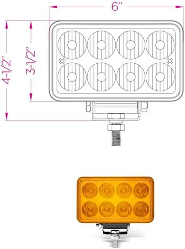 PTP PRO TRUCKING PRODUCTS Pair of 966AM 8 LED 1700 Lumen Amber Fog Lights 10-30 Volt DC, Single Stud Mount in Kuwait