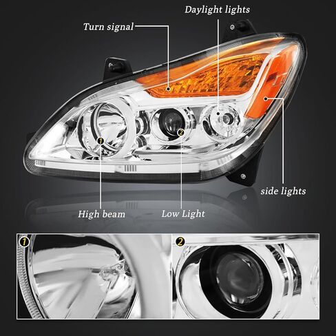 Chrome Kenworth T680 Headlights 2022 2023 2024 Replacement Right Passenger Side [Included All Bulbs] DOT SAE Approved Headlights Assembly (Right Passenger Side) in Saudi Arabia
