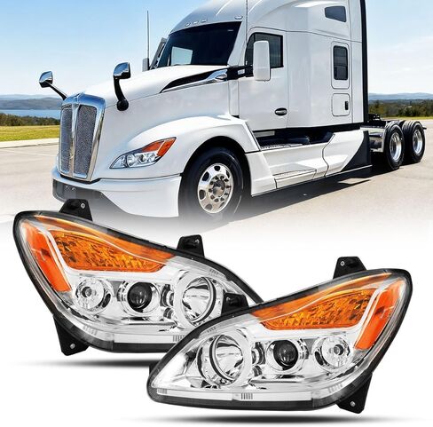 Chrome Kenworth T680 Headlights 2022 2023 2024 Replacement Right Passenger Side [Included All Bulbs] DOT SAE Approved Headlights Assembly (Right Passenger Side) in Saudi Arabia