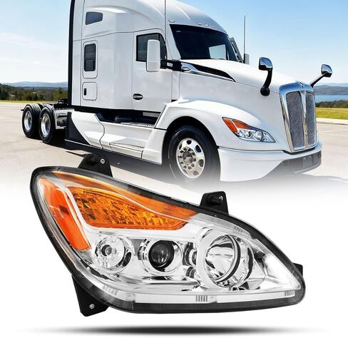 Chrome Kenworth T680 Headlights 2022 2023 2024 Replacement Right Passenger Side [Included All Bulbs] DOT SAE Approved Headlights Assembly (Right Passenger Side) in Saudi Arabia