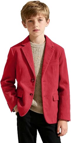 Boys Corduroy Blazer Formal Jacket for Kids Spring Casual Corduroy Suit Jacket for Boys Sport Coat Two Button in Saudi Arabia