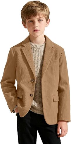 Boys Corduroy Blazer Formal Jacket for Kids Spring Casual Corduroy Suit Jacket for Boys Sport Coat Two Button in Saudi Arabia