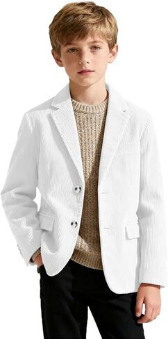 Boys Corduroy Blazer Formal Jacket for Kids Spring Casual Corduroy Suit Jacket for Boys Sport Coat Two Button in Saudi Arabia