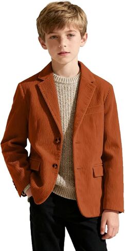 Boys Corduroy Blazer Formal Jacket for Kids Spring Casual Corduroy Suit Jacket for Boys Sport Coat Two Button in Saudi Arabia