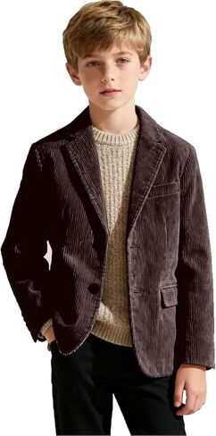 Boys Corduroy Blazer Formal Jacket for Kids Spring Casual Corduroy Suit Jacket for Boys Sport Coat Two Button in Saudi Arabia