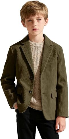 Boys Corduroy Blazer Formal Jacket for Kids Spring Casual Corduroy Suit Jacket for Boys Sport Coat Two Button in Saudi Arabia