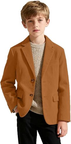 Boys Corduroy Blazer Formal Jacket for Kids Spring Casual Corduroy Suit Jacket for Boys Sport Coat Two Button in Saudi Arabia