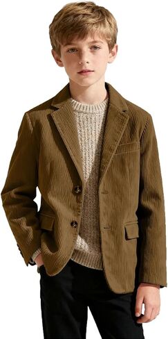 Boys Corduroy Blazer Formal Jacket for Kids Spring Casual Corduroy Suit Jacket for Boys Sport Coat Two Button in Saudi Arabia
