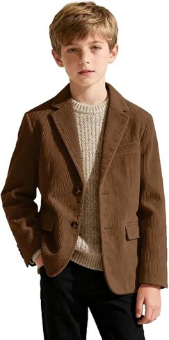 Boys Corduroy Blazer Formal Jacket for Kids Spring Casual Corduroy Suit Jacket for Boys Sport Coat Two Button in Saudi Arabia