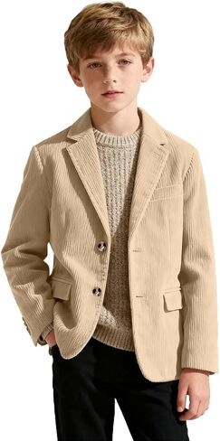 Boys Corduroy Blazer Formal Jacket for Kids Spring Casual Corduroy Suit Jacket for Boys Sport Coat Two Button in Saudi Arabia