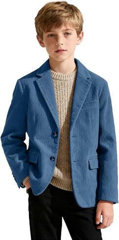 Boys Corduroy Blazer Formal Jacket for Kids Spring Casual Corduroy Suit Jacket for Boys Sport Coat Two Button in Saudi Arabia