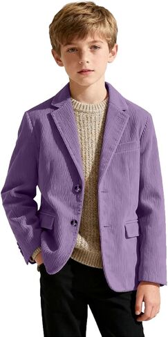 Boys Corduroy Blazer Formal Jacket for Kids Spring Casual Corduroy Suit Jacket for Boys Sport Coat Two Button in Saudi Arabia