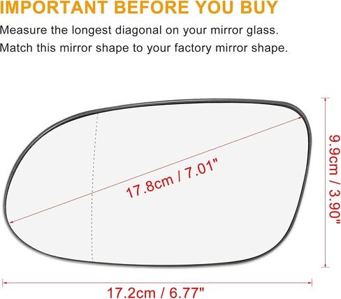 X AUTOHAUX Car Rearview Mirror Glass Replacement W/Backing Plate Heated Left Side Driver Side for Mercedes-Benz CLK320 CLK430 in Saudi Arabia