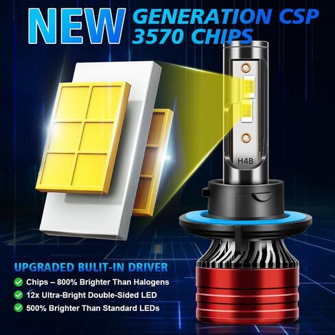 Light Bulbs Compatible for 2010-2022 Jeep Wrangler H13 Low High Beam 5202 Fog Lights Combo Pack 800% Brightness with Cooling Fan Plug N Play Pack of 4 in Kuwait