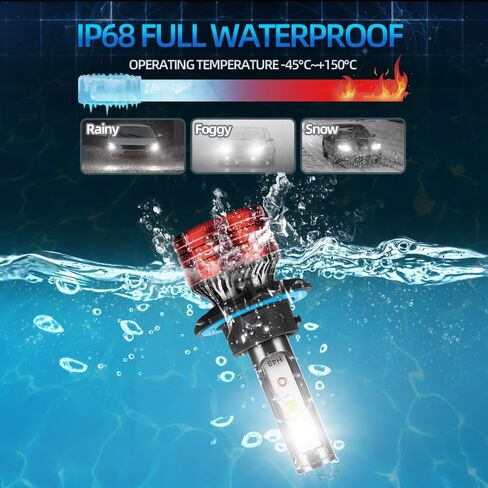 Light Bulbs Compatible for 2010-2022 Jeep Wrangler H13 Low High Beam 5202 Fog Lights Combo Pack 800% Brightness with Cooling Fan Plug N Play Pack of 4 in Kuwait