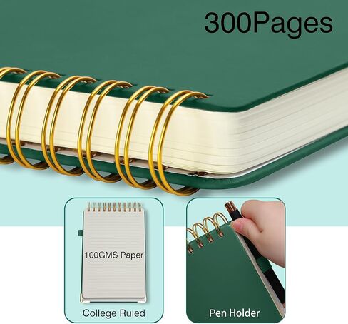 أعلى دفتر ملاحظات ستينو 6 × 9 جلد ستينو 300 صفحة غلاف فني دفاتر ملاحظات ستينو أعلى دوامة للعمل مفكرة ستينو، ورق سميك 100 جرام في المتر المربع، دفاتر ملاحظات لليد اليسرى لمدرسة الكلية المكتبية، أزرق in Kuwait