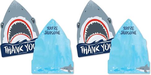 Big Dot of Happiness Shark Zone - Shaped Thank You Cards - Jawsome Shark Week Viewing Party or Birthday Party Thank You Note Cards with Envelopes - Set of 12 in Saudi Arabia