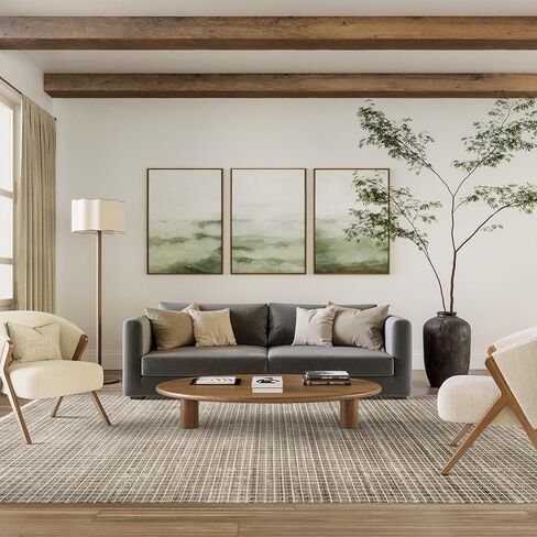 Abani Austin Collection Brown Area Rug - 5' x 8' - Micro Grid Pattern, Non-Shedding - Easy to Clean, Durable for Living Rooms, Dining Rooms & Bedrooms, Pet & Kid Friendly in Kuwait