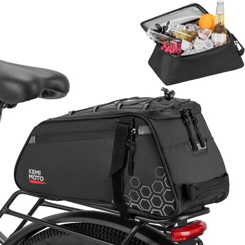 KEMIMOTO Rear Bike Rack Bag 8L PVC Water Resistant Bicycle Trunk Bag and 6L Removable Insulated Bag, Cycling Bike Back Seat Storage Shoulder Bag in Saudi Arabia