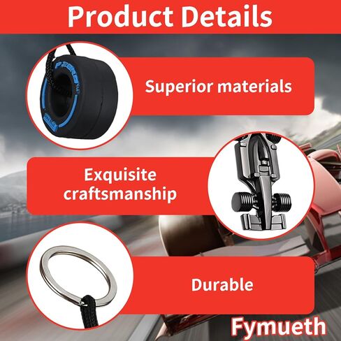 مجموعة سلسلة مفاتيح F1، مجموعة عشاق سيارات السباق، نموذج صيغة 1 من سبيكة معدنية، ملحقات الإطارات المطاطية، عرض مكتب لهواة التجميع البالغين، حلقات مفاتيح سطحية مصقولة in Kuwait