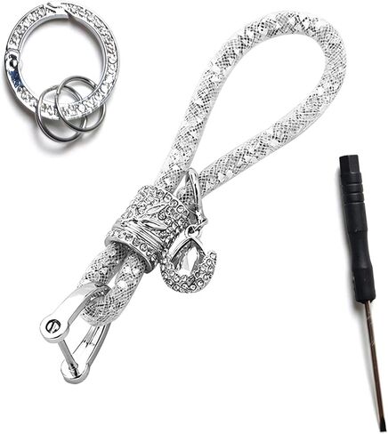 Car Keychain Set, Sparkling Rhinestone Glitter Key Ring, Stylish Key Ring Pendant for Car Keys Purse Charms Handbag Backpack Accessories (Silver) in Saudi Arabia