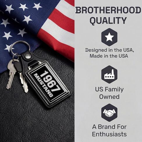 Brotherhood Car Key Chain for Mustang - Classic Models Keychain for Men and Women Gift Key Ring - 1967 in Kuwait