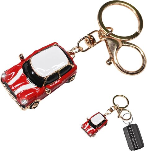 Car Model Rhinestone Keychain, 3D Creative Auto Key Holder with Ring, Mini Metal Car Shape Key Chain for Men Women (Rose Red) in Saudi Arabia