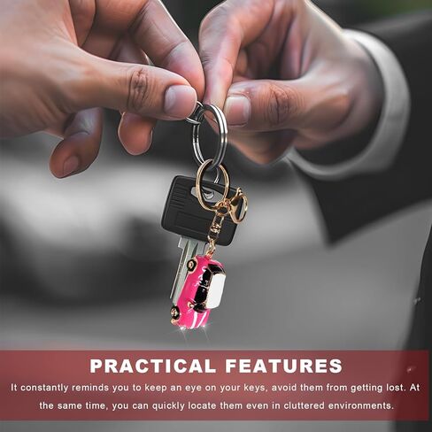 Car Model Rhinestone Keychain, 3D Creative Auto Key Holder with Ring, Mini Metal Car Shape Key Chain for Men Women (Rose Red) in Saudi Arabia