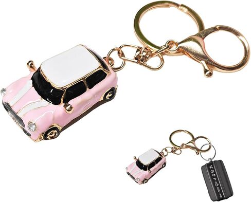 Car Model Rhinestone Keychain, 3D Creative Auto Key Holder with Ring, Mini Metal Car Shape Key Chain for Men Women (Rose Red) in Saudi Arabia
