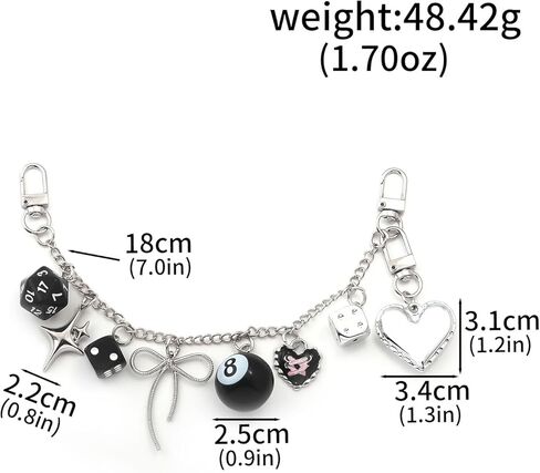 8 Ball Dice Bow Bag Chain Charm Extender - Purse Charms for Handbags - Y2K Keychain Tote Bags Accessories for Women in Kuwait