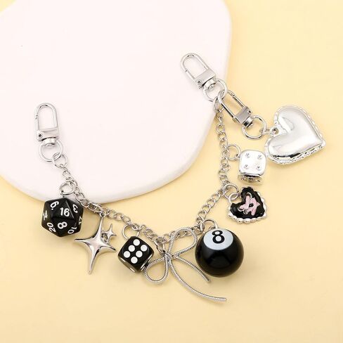 8 Ball Dice Bow Bag Chain Charm Extender - Purse Charms for Handbags - Y2K Keychain Tote Bags Accessories for Women in Kuwait