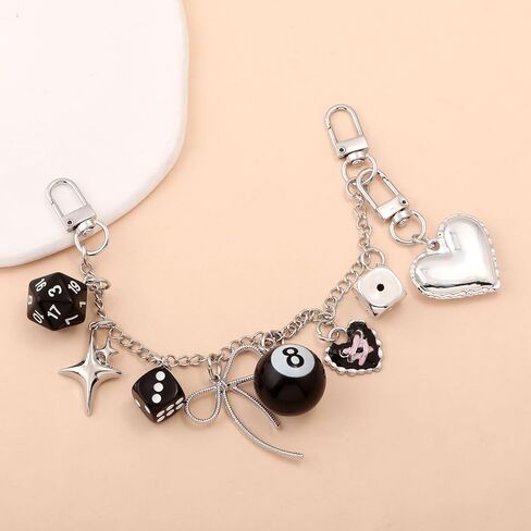 8 Ball Dice Bow Bag Chain Charm Extender - Purse Charms for Handbags - Y2K Keychain Tote Bags Accessories for Women in Kuwait