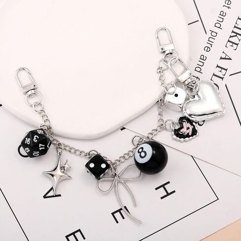 8 Ball Dice Bow Bag Chain Charm Extender - Purse Charms for Handbags - Y2K Keychain Tote Bags Accessories for Women in Kuwait