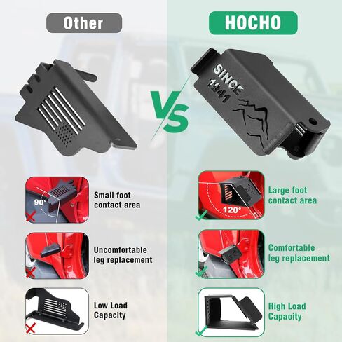 HOCHO مناسب لأبواب Jeep Foot Pegs، مفصل باب 120 درجة أوتاد قدم خارجية تناسب 2007-2025 Jeep Wrangler JK JL وإكسسوارات Gladiator JT in Kuwait