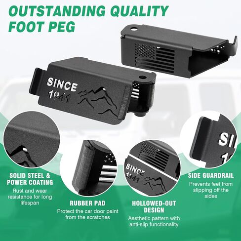 HOCHO مناسب لأبواب Jeep Foot Pegs، مفصل باب 120 درجة أوتاد قدم خارجية تناسب 2007-2025 Jeep Wrangler JK JL وإكسسوارات Gladiator JT in Kuwait