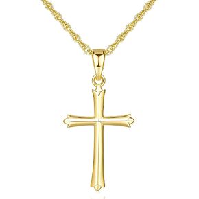 قلادة متقاطعة من الذهب عيار 14 قيراط للنساء قلادة سلسلة ذهبية بسيطة للنساء قلادة قلادة 22 مم in Kuwait