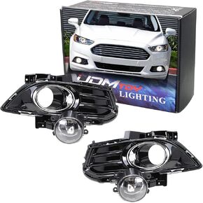 مجموعة كاملة من iJDMTOY لأضواء الضباب ذات العدسات الشفافة مع مصابيح الهالوجين ومفتاح تشغيل/إيقاف الأسلاك وأغطية/دعامات لإطار الزينة المتوافقة مع Ford Fusion 2013-2016 in Kuwait