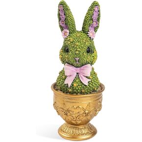 Easter Bunny Topiary Figurines, 6.9" Resin Green Bunny Shaped Topiary Tree Tabletop Decor, Indoor Spring Moss Rabbit Statue Table Top Centerpiece Mantel Shelf Office Desk Decorations for Home in Kuwait