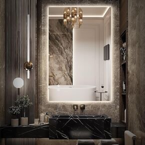 LED Bathroom Mirror with Lights, 36x28 Inch Frameless Backlit Mirror, Larger Anti-Fog Area, Dimmable Vanity Mirror with Memory Function, CRI95+, 3 Colors, UL Listed, Waterproof, Horizontal/Vertical in Kuwait