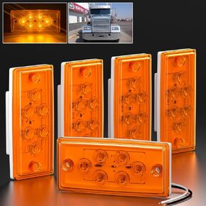 PSEQT Rectangular Roof Cab Marker Light Compatible with Freightliner 564.46072, 22-51942-000, Amber 4.7'' 6LED Top Clearance Side Tail Indicator Lights Waterproof, 5Pcs in Saudi Arabia