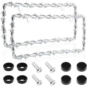 2PCS Car License Plate Frames with Thorns Exterior Design,Personalized License Plate Frame with Bolts/Caps for Cars Decor,Unique Car Accessories Licenses Plates Cover in Kuwait