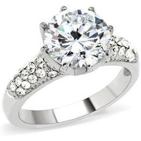 Stainless Steel Clear Cubic Zirconia Pave Engagement Cocktail Ring in Kuwait