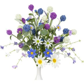 J'FLORU Artificial Spring Flowers 12 Pack Spring Floral Picks 17 Inch Flower Stems with Blue White Purple Dandelions for Spring Summer Easter Flower Arrangements Centerpieces in Kuwait
