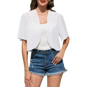 Women Bolero Shrug Soft Chiffon Short Sleeve Bolero Cropped Cardigans for Dress in Saudi Arabia