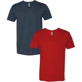 Next Level Apparel 6240 Mens Premium V-Neck Tee LRG-Midnight/Red in Kuwait