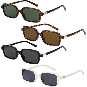 JATEBI 4 Pack Retro Square Sunglasses for Women Vintage Y2K Fashion UV400 Protection Rectangle Frame Chunky Frame 90s Style in Kuwait