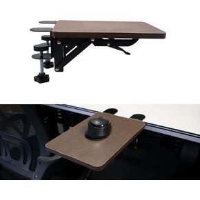 Ergonomic Desk Extender Tray, 9.8 x 6.9 Inch Clamp on Table Mount Arm Wrist Rest Shelf, 90° Foldable Mouse Support, Computer Elbow Arm Support for Office Cubicles, Home Study (Walnut) in Kuwait