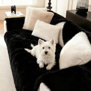 Luxury Soft Warm Couch Cover Faux Mink Fur Plush, Non-Slip Dogs Couch Sofa Slipcovers,Washable Sofa Cushion Covers Sofa Protectors for RV/Living Room (White,43X95in) in Saudi Arabia