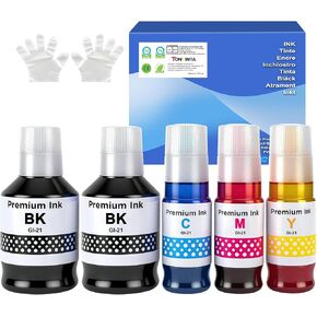 زجاجات حبر متوافقة GI-21 GI21 G3270 G3290 مكونة من 5 عبوات متعددة السعة عالية لطابعات Canon G3260 G2260 G1220 G1230 G2270 G4270 G4280 170 مل إعادة تعبئة الحبر الأسود 70 مل حبر C/M/Y in Kuwait