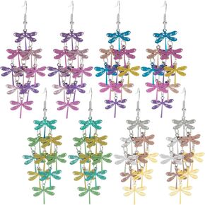 4 Pairs Colorful Dangle Earrings Hollow Exquisite Filigree Earring Lightweight Women Fashion Jewelry Daily Wearing Stylish Accessories in Kuwait